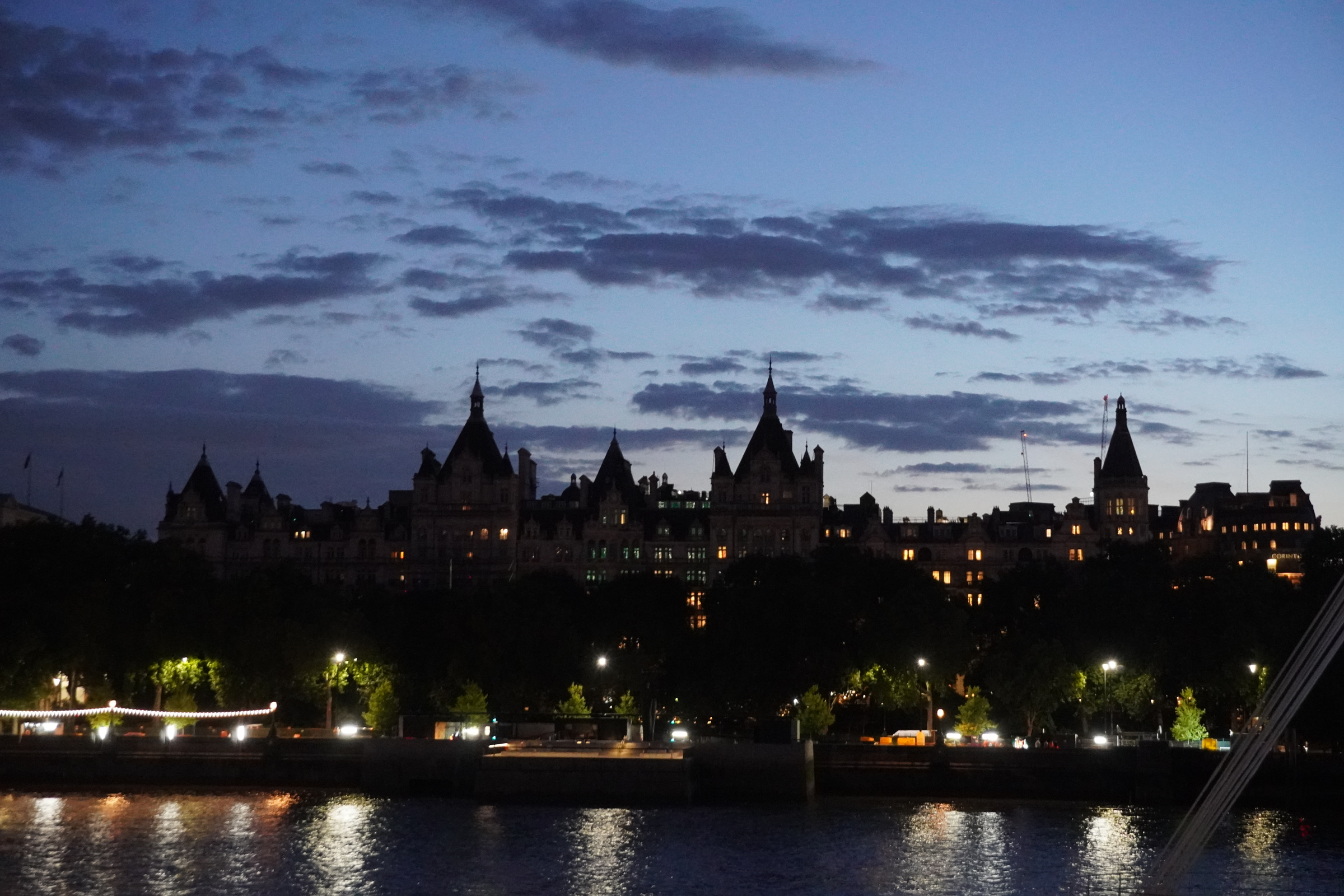 Gothic hotel at twilight